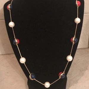 Marvella Red White And Blue Beaded Necklace